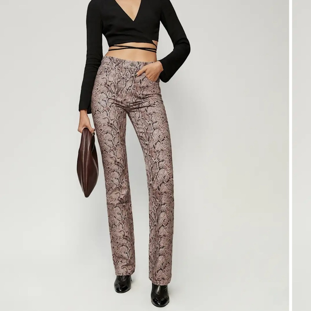 Reformation Peyton Snake High Rise Bootcut Jeans